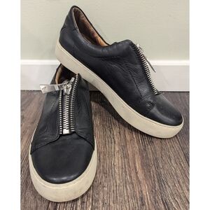 Frye Lena Black Zip Top Leather Sneakers Size  8.5 Medium